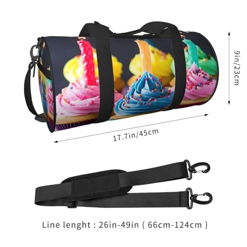 Travel Duffel Bag Sports Gym Bag With Shoes Compartment,Lightweight Overnight Weekender Bag Colorful Happy Birthday Cupcakes Yoga Gym Sports Bag For Men Women3