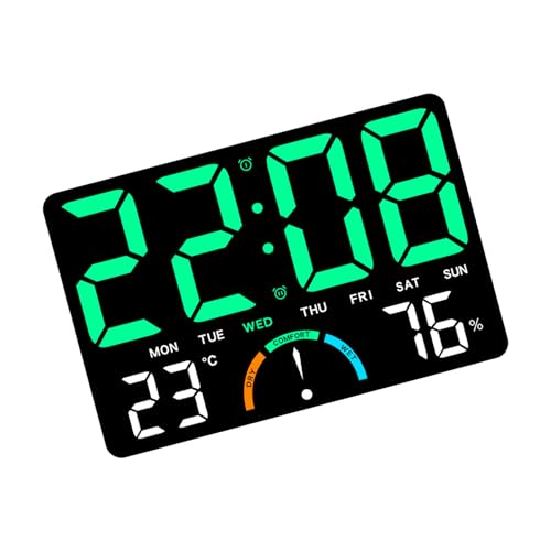 Termómetros digitales para interiores y exteriores, higrómetro con reloj, alarma semanal, previsión meteorológica, retroiluminación para medidor de temperatura y humedad del hogar