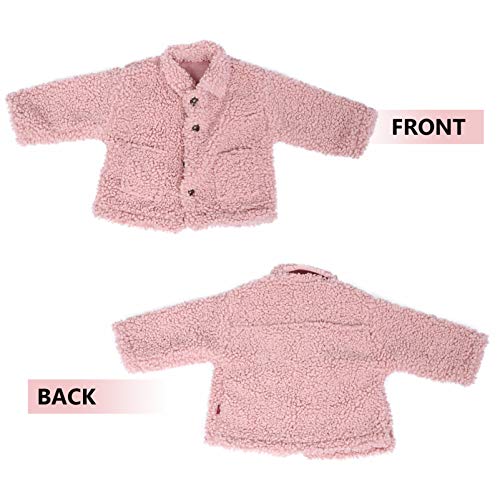 KESYOO Casaco Feminino de Inverno Manga Comprida Lapela de Botão para Cima Casaco de Lã de Cordeiro