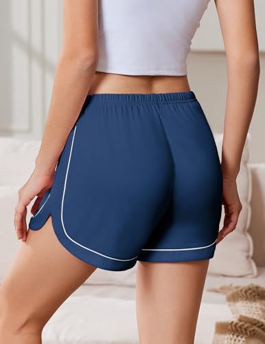 Image of Ekouaer Pajama Shorts Women Soft Sleep Shorts Casual Lounge Shorts Cute High Waist Pajama Bottom Comfy Split Side Pj Bottom