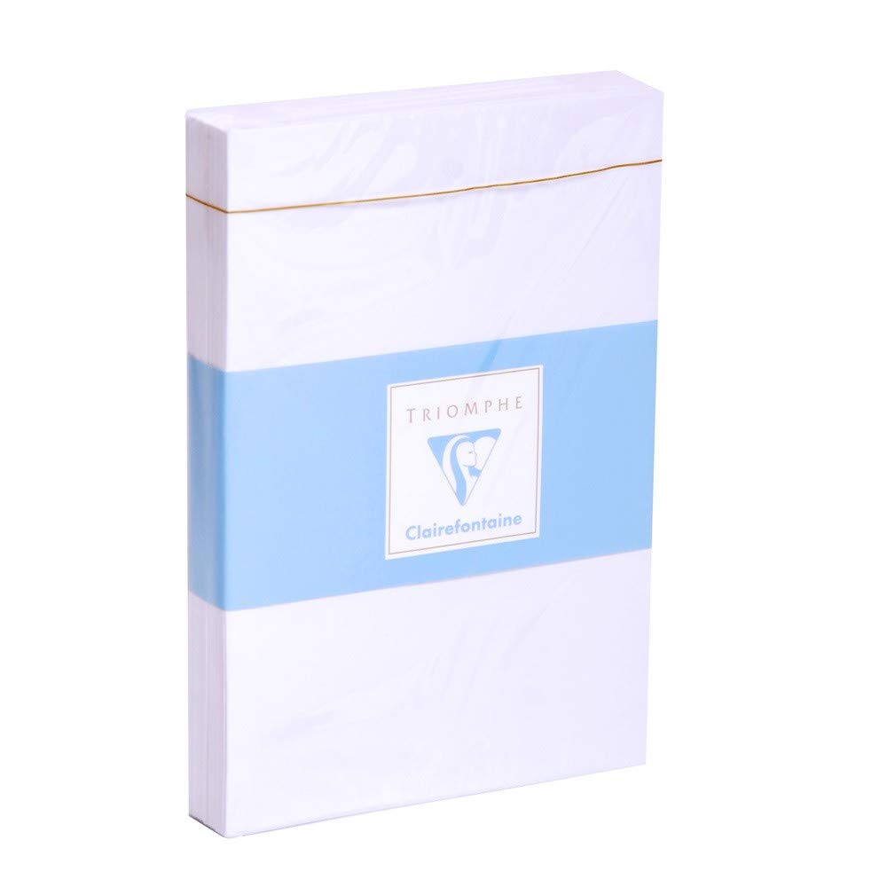 Clairefontaine 8516C - Pack of 25 Triomphe White Lined Envelopes C6-114x162mm - Gummed - 130g/m² - White Colour - Correspondence - Manufactured in France