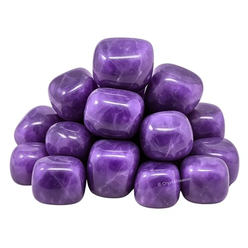 Image of Certified Amethyst Crystal Healing Tumbled Stone, Natural Polished Crystals for DIY Crafts, Manifestation, Meditation, Pooja Feng Shui and Reiki Healing (30 Grams)