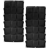 SOUJAP 2 Pack 18 Pockets Vertical Wall Garden Planter Plant Grow Bag, Hanging Felt Grow Bags Vertical Wall Garden for Indoor, Outdoor, Flower, Garden, Vegetable and Home Decoration (Black)