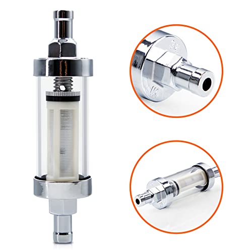 CarBole Universal Motorrad Kraftstofffilter 3/8in,Inline Aluminium Benzinfilter,Transparent Glas,für ATV,Dirt Bikes und Motorrad