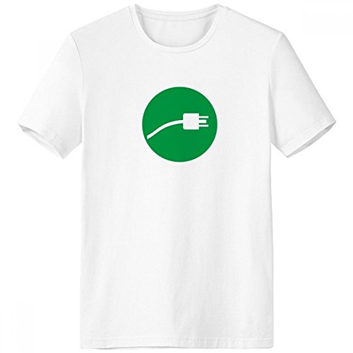 T-shirt blanc à manches courtes motif câble de charge pour homme en coton confort