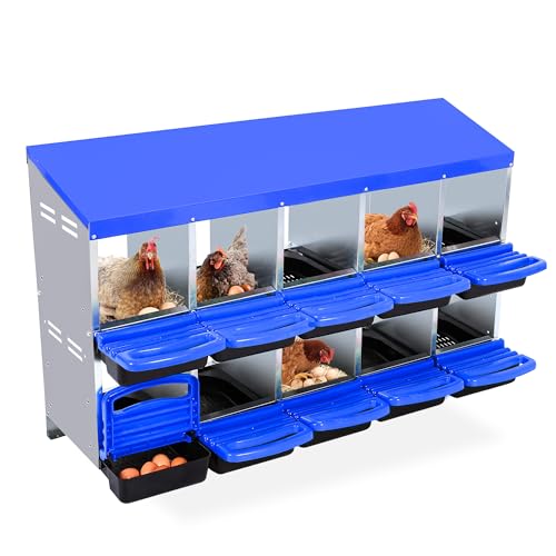 Pondoir à Poules Compartiments en Acier Galvanisé – Nid De Ponte avec Couvercle Amovible – Trous d'Aération –Nettoyage Facile – Idéal pour Poules De Toutes Races