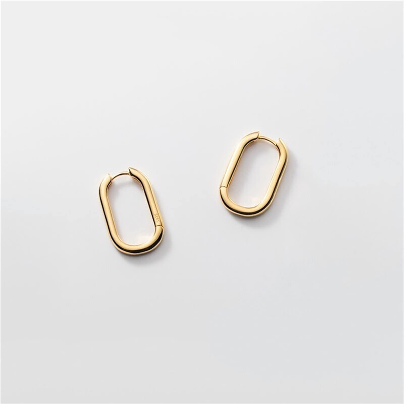 Pendientes Creativity Sterling Silver Simple Boho Hebilla Francesa Pendientes Mujeres Hombres Punk Hip Hop Glamour Party Circle Jewelry Lindos Aretes (Gem Color : Gold)