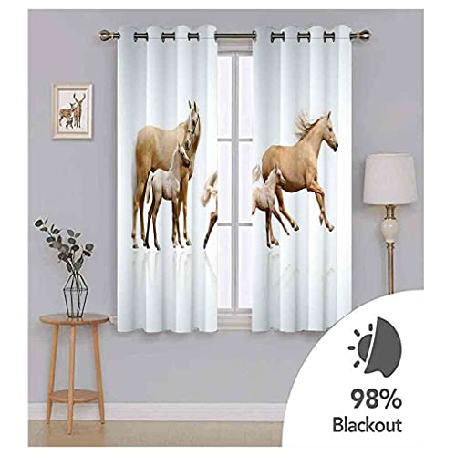 Rideau chambre occultant à oeillets imprimé chevaux 3D - 6