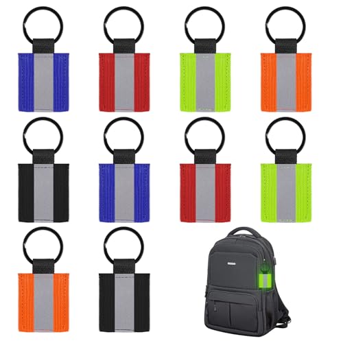 patinadrift 10 Stück Reflektor Anhänger für Schultasche Rucksack Radfahren, Sicherheits Reflektor Anhänger für Kinder, Schulranzen Reflektoren Anhänger für Handtasche Jacken Rollstuhl Gehen