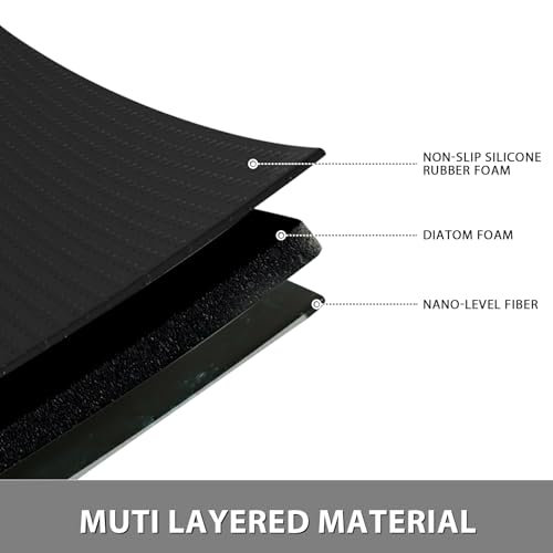 comfoyar 2 Pieces Bath Mat and Toilet Mat Set, Black Marble Pattern Quick Dry Bathroom Mats - Image 4