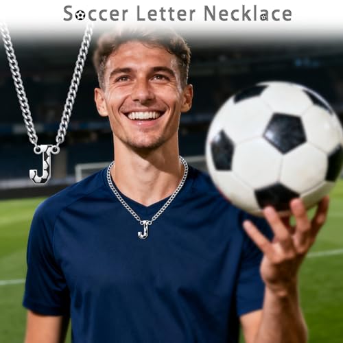 NUKAYAI Letter J Soccer Necklace Initial Charm Pendant Gifts for Men - image 7