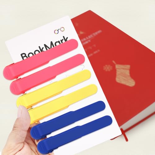 Image of SMUK 6pcs Automatic Bookmark, Silicone Bookmark Page Marker for Reading Women Men Book Lovers, Smart Book Clip Book Marks Book Accessories Gifts
