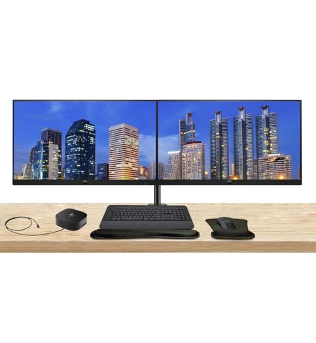 Image of HP Series 3 Pro 27-inch 327pf FHD 1080p LCD Monitor 2-Pack Bundled with Desk Mount Dual Stand, USB-C G5 Dock, MK650 Wireless Keyboard & Mouse, Gel Mouse & Wrist Pad
