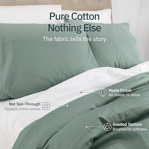 Image of Super Soft 100% Cotton Twin XL Sheets, 3 Pc Set, Sage Green | Lightweight & Breathable For Hot Sleepers, All-Around Elastic, Durable, Easy Care, OekoTex Certified
