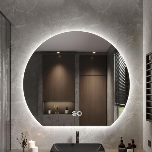 Miroir salle de bain LED 69,8x58,9 cm mural anti-buée réglable