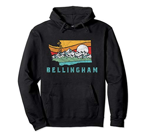 Bellingham Washington Outdoors Retro Mountains Hoodie