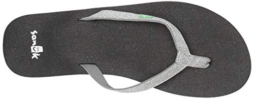 Image of Sanuk womens Yoga Joy Sparkle Flip Flop, Silver Sparkle, 11 US
