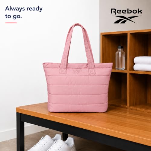 Image of Reebok Womens Tote Bag - Lightweight Carry On Puffer Quilted Tote Bag for Travel Work Travel and Daily Essentials