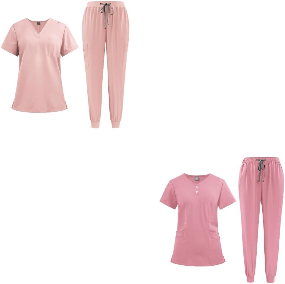 2pcs Set Short Sleeve Women's Nurse Overalls with Bag: Premium Split Set Workwear Uniform