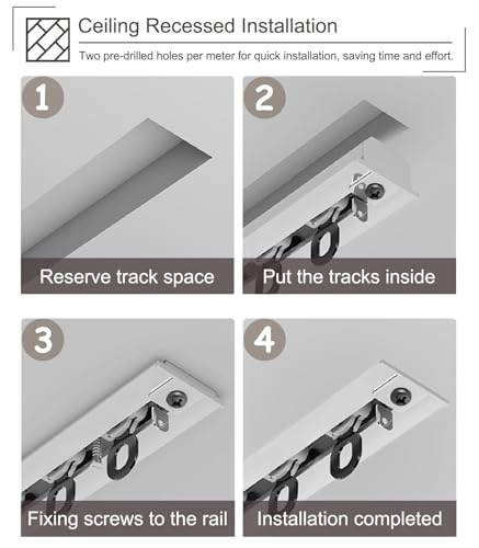 Kit de tringle à rideau de plafond en aluminium, design caché intégré, solution occultante pour salon/chambre à coucher, support élégant dissimulé pour décoration d'intérieur