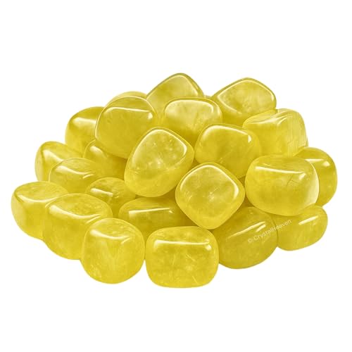 Image of Certified Lemon Quartz Crystal Healing Tumbled Stone, Natural Polished Crystals for DIY Crafts, Manifestation, Meditation, Pooja Feng Shui and Reiki Healing (30 Grams)