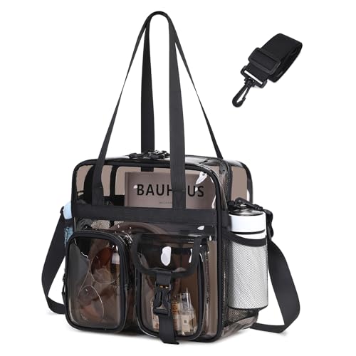 Image of Clear Tote Bag, Heavy Duty PVC 12x 12x6 in Clear Bag for Stadium Events for Women Men