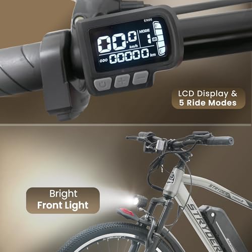 Image of Stryder TORQ-X 27.5 inch Electric Cycle for Men and Women with Removable 8.7Ah Li-Ion Battery, LCD Display, 5 PAS Levels & Walking Mode | Up to 40 KM Range | Hi-Tensile Steel Frame|Unisex Electric Bicycle
