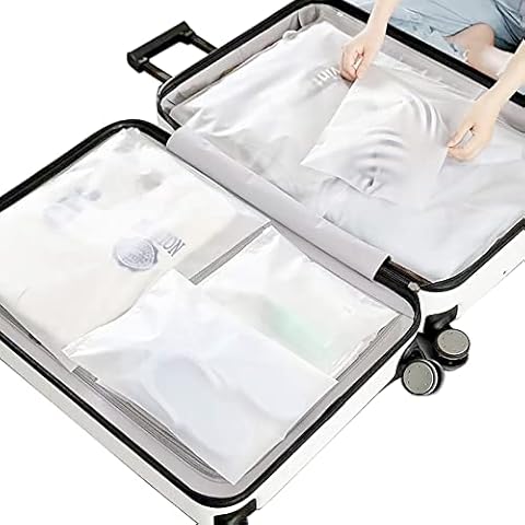 25Pcs Frosted Resealable Bag Ziplock Bags for Clothes Travel Clothes Bags Plastic Zip-lock Seal Clothes Bags Travel Space Saver Storage Shoe Pouch Luggage Organise for Home School Hospital Trip Cover