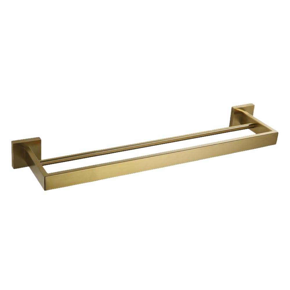 Accessoires de salle de bain brossé doré avec porte-serviettes double et brosse WC
