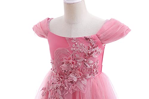 Weileenice Vintage Off The Shoulder Flower Girl Dress Lace Embroidery Little/Big Girls Wedding Bridesmaid Holiday Ballgown4