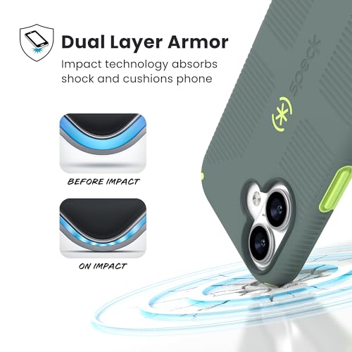 Image of Speck CANDYSHELL Grip +MS Case for iPhone 17 - NEO DRAB /Glow Green | Slim Protective Grip | Drop Protection | MagSafe Compatible