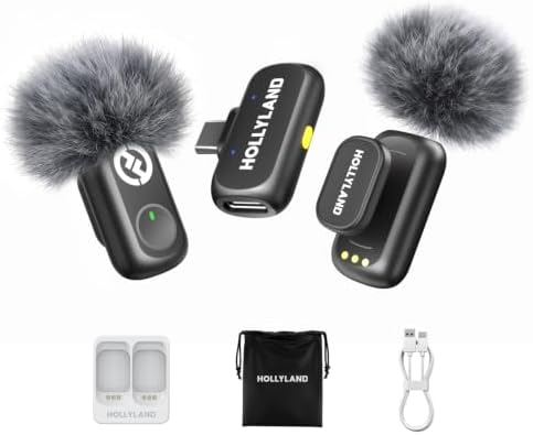 Hollyland Lark A1(2TX + USB-C RX), Wireless Microphone for iPhone & Android | Detail-Rich Studio Audio, 3-Level Noise Cancellation, Magnetic Mini Lavalier Mic for Video Recording & Live Streaming - View 3