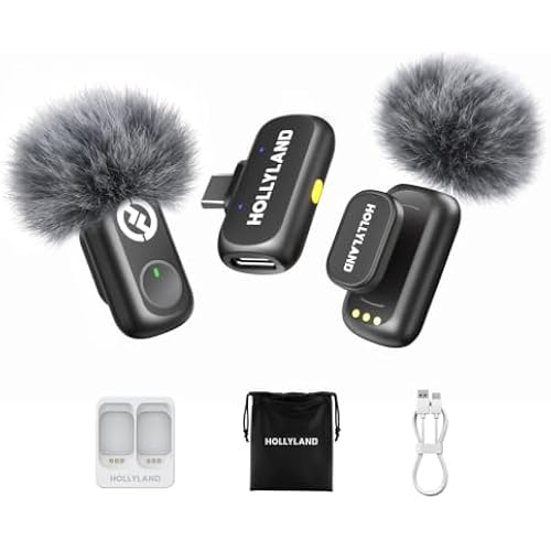 Hollyland Lark A1(2TX + USB-C RX), Wireless Microphone for iPhone & Android