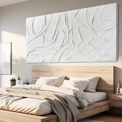 Xianshou Oil Painting Art Wall Decor Pictures For Living Room Big Wall Artwork White Painting 29"X 58 Inch Modern Abstract Wall Decor Bedroom Office Ready To Hang thumb #3