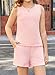 blibean Tween Girls Summer Clothes Set Big Kids Sleeveless T-Shirt Shorts Pockets Outfits Textured Fashion 2 Piece Knit Tops Thread Vacation Sets Size 10-11 Years Old Pink
