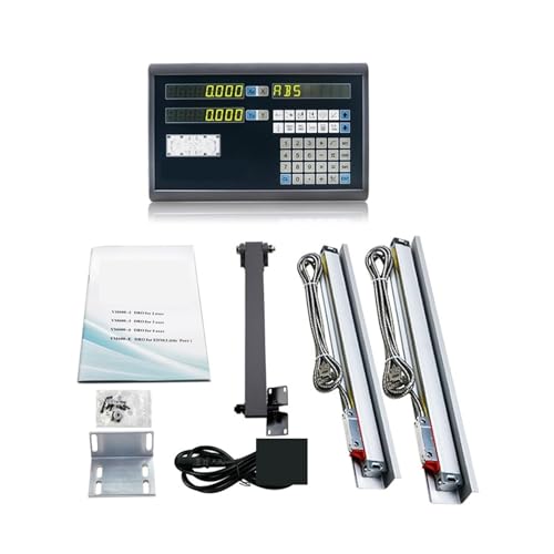 DISIROU Linear Scale Encoder, 2 Axis Digital Readout System + 2pcs Linear Encoder Linear Scale Dimensions 200 300 400 500 600 700 800 900mm for Lathe Milling(Blue)