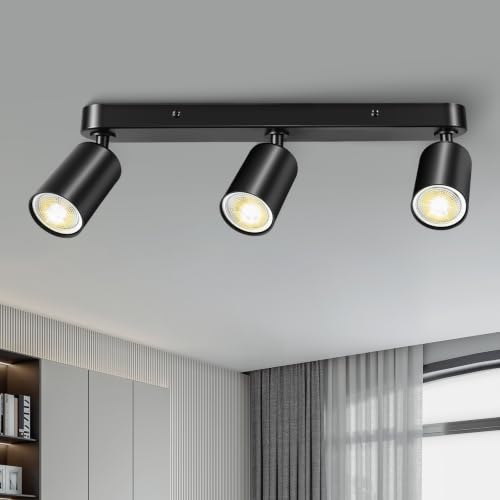 Image of 3-Way Black GU10 Ceiling Spotlight Bar | Adjustable Wall & Ceiling Light