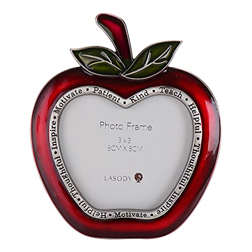 Lasody Apple Shaped Picture Frame Thank You Teacher Frame,Motivate,Patient,Kind,Teach,Helpful,Thoughtful,Inspire,Thanksgiving Gift #TOP8