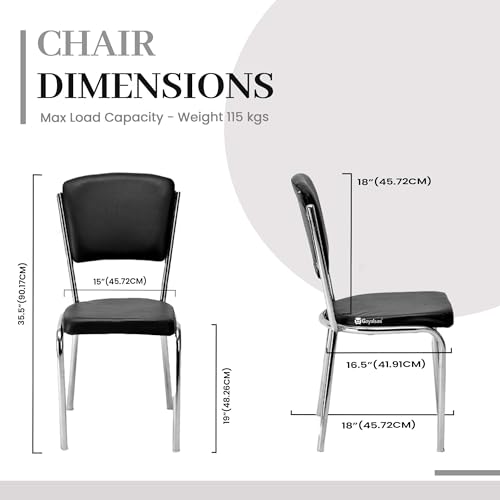 Image of Office Chair Reception Waiting Area Home Study Visitor Chair Without Arm Heavy Duty with Steel Frame and Cushion seat Back, Without Wheels Hold up to 140 kg (1, Black, Heavy 2)