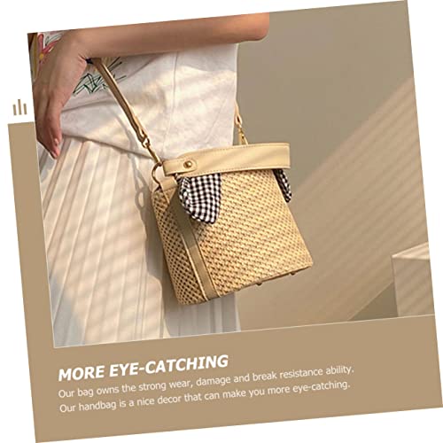 Bolso de cubo tejido para mujer estilo tote cruzado miniatura 3