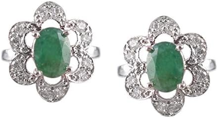Silver Emerald Cufflinks 6x8 mm oval Natural Emerald Cufflinks Men Fathers Day Engagement Cufflinks May Birthstone Cufflinks
