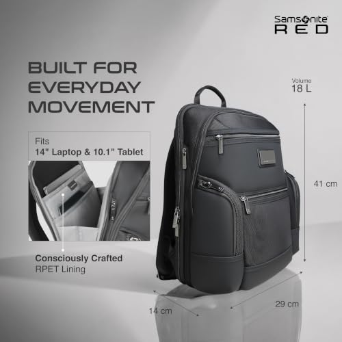 Image of Samsonite Atlier | 14'Laptop Compartment| 18 L Volume| Multiple Compartment| Sleek Design |Work Backpack | Black | 2 Years International Warranty