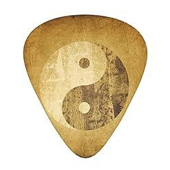 Symbole Yin Yang – 3 médiators différents en celluloïd coloré pour guitare basse, amateurs de musique, guitares, électriques, acoustiques et de 0,46 mm, 0,71 mm, 0,96 mm - Les Beatles, Paul McCartney, John Lennon, RIngo Starr, George Harrison
