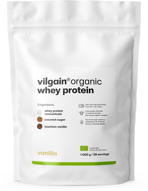 Vilgain Bio Whey Proteinpulver Molkenkonzentrat Eiweißpulver 1kg Vanilla