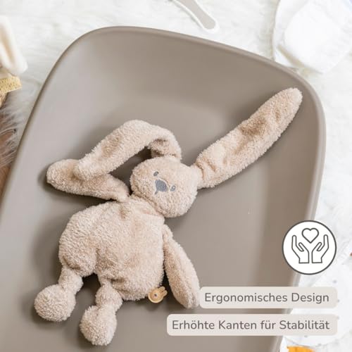 Nattou Wickelauflage - Wickelauflage Abwaschbar und wasserdicht auf PU-Schaum - Leicht und weich Baby Wickelunterlage - Wickelunterlage mit erhöhten Rändern - 50x70 cm - Taupe