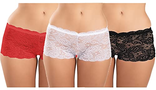 Image of FIMS - Fashion is my style Cotton Lycra Net Boy Short Panty for Womens, Mid Rise, Satin, Hipster Panties, Daily Use, Back and Front Coverage, Brief, See Main Image to Check How Many Panty You Will Get