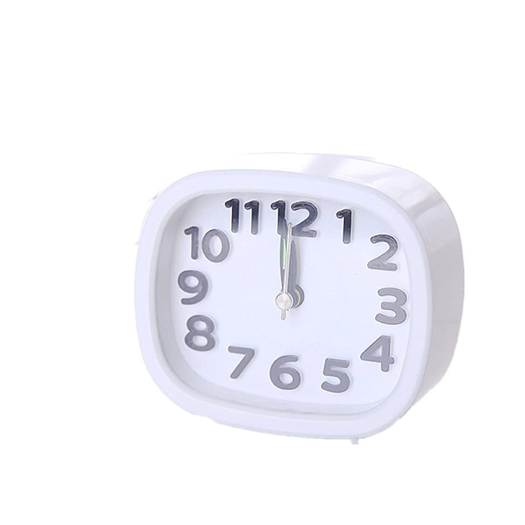 Reloj despertador portátil rectangular con timbre electrónico para mesa de estudio gris 4