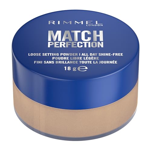 Rimmel Match Perfection Loose Setting Powder, 002 Translucent Honey, Lightweight & Breathable, Matte Finish, Vegan-Friendly Makeup, 18g
