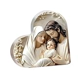 Folpus Decoración de la Sagrada Familia en Forma de corazón, Recuerdo para el hogar, Adorno de belén, artesanía acrílica para Mesa, Oficina, Entrada