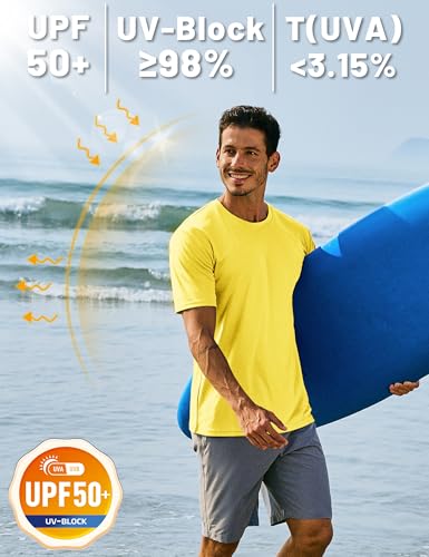 TACVASEN Swim Shirts for Men Rash Guard SPF Short Sleeve Sun T-Shirt UPF 50 Quick Dry Lightweight Fishing Water Shirt2